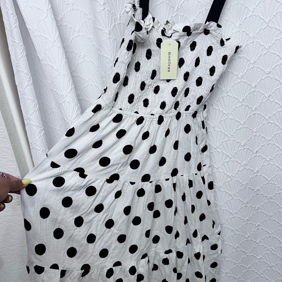Monteau Black and White Polka Dot Midi Dress - Picture 7 of 9